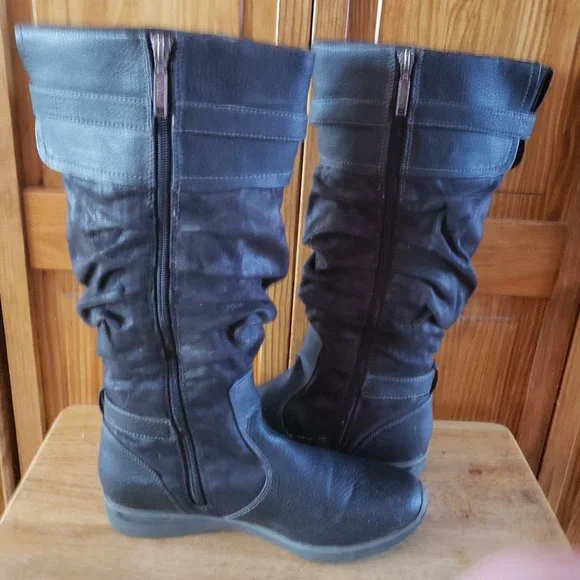 S'OLIVER black knee high leather boots sz 41 EUR/10 US - Picture 2 of 3